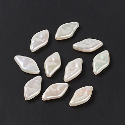 Blanc Perles acryliques opaques, perle d'imitation, couleur ab , losange irrégulier, blanc, 17x9x3.5mm, Trou: 1mm