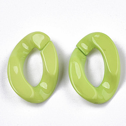 Светло-зеленый Непрозрачные акриловые соединительные кольца, разъемы для быстрой связи, для изготовления бордюрных цепей, твист, светло-зеленый, 30x21x6 мм, внутренний диаметр: 16x8 мм