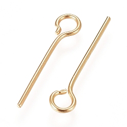 Golden 304 Stainless Steel Eye Pins, Golden, 15x0.6mm, Hole: 2mm