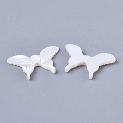 White Shell Natural White Shell Mother of Pearl Shell Beads, Butterfly, 13~14x20x2mm, Hole: 0.9mm