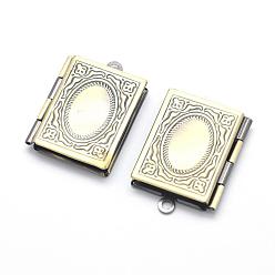 Brushed Antique Bronze Brass Locket Pendants, Photo Frame Charms for Necklaces, Cadmium Free & Nickel Free & Lead Free, Rectangle, Brushed Antique Bronze, 26x19x4.5mm, Hole: 2mm, Inner Size: 10x15mm