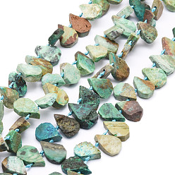 Turquoise Africaine Brins de perles turquoises africaines naturelles (jaspe), larme, 12~20x5~15x3~7mm, Trou: 0.8mm, Environ 24 pcs/chapelet, 15.04'' (38.2 cm)
