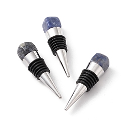 Sodalite Natural Sodalite Bottle Stoppers, with Alloy & Silicone Findings, Cone, 77~78x20mm