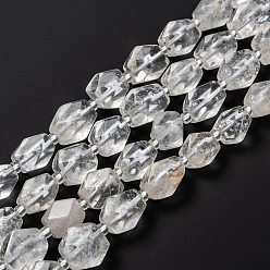 Cristal de Quartz Naturelles cristal de quartz brins de perles, perles de cristal de roche, avec des perles de rocaille, facette, polygone, 11~16x9~12.5x8.5~11mm, Trou: 1.6mm, Environ 24 pcs/chapelet, 15.16~15.55 pouce (38.5~39.5 cm)