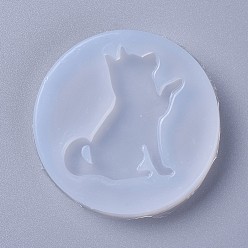 White Food Grade Silicone Puppy Molds, Fondant Molds, For DIY Cake Decoration, Chocolate, Candy, UV Resin & Epoxy Resin Jewelry Making, Dog Giving Paw, White, 51x8mm, Dog: 39x28mm