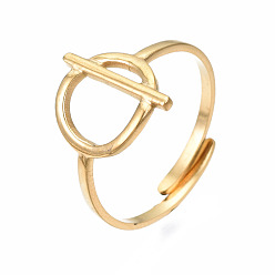 Oro 304 anillo de puño abierto con forma de cierre de palanca de acero inoxidable, anillo grueso hueco para mujer, dorado, tamaño de EE. UU. 6 3/4 (17.1 mm)