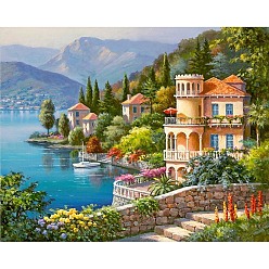 Colorful House Scenery DIY Diamond Painting Kit, Including Resin Rhinestones Bag, Diamond Sticky Pen, Tray Plate and Glue Clay, Colorful, 300x400mm