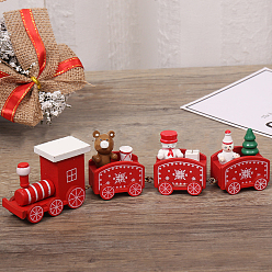 Красный Деревянные украшения для поездов, для рождественской вечеринки подарок украшение дома, красные, 205x53x28 мм