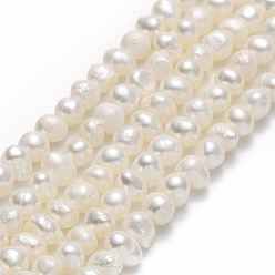 Beige Natural Cultured Freshwater Pearl Beads Strands, Potato, Beige, 2~3.5x3~5x3~5mm, Hole: 0.5mm, about 109~132pcs/strand, 14.17~14.25 inch(36~36.2cm)