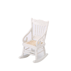 Blanc Chaises en bois miniatures, pour les accessoires de maison de poupée faisant semblant de décorations d'accessoires, blanc, 65x52x102mm