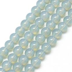 Светлый Стально-синий Выпечки нарисованных стеклянных бусин прядей, имитация Opalite, круглые, светло-стальной синий, 8 мм, отверстие : 1.3~1.6 мм, около 100 шт / нитка, 31.4 дюйм