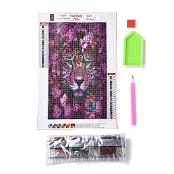 Tiger 5D DIY Diamond Painting Animals Canvas Kits, with Resin Rhinestones, Diamond Sticky Pen, Tray Plate and Glue Clay, Tiger Pattern, 30x20x0.02cm