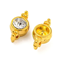 Golden Alloy Crystal Rhinestone Connector Charms, Flat Round Links, Golden, 10.5x5.5x4mm, Hole: 1mm
