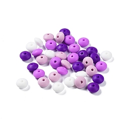 Blue Violet Rondelle Food Grade Eco-Friendly Silicone Focal Beads, Chewing Beads For Teethers, DIY Nursing Necklaces Making, Blue Violet, 11.5x7mm, Hole: 2.5mm, 4 colors, 10pcs/color, 40pcs/bag