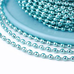 Turquoise Iron Ball Chains, Soldered, with Spool, Electrophoresis, Turquoise, 1.5mm, about 100yards/roll(91.44m/roll)
