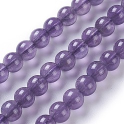 Améthyste Chapelets de perles naturelles améthyste, Grade a, ronde, 6mm, Trou: 1mm, Environ 64~67 pcs/chapelet, 15.3 pouces ~ 15.75 pouces (39~40 cm)