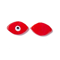 Red Handmade Evil Eye Lampwork Cabochons, Horse Eye, Red, 21~22x13~13.5x3.5mm