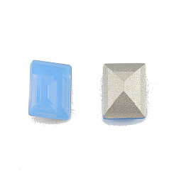 Sapphire K9 Glass Rhinestone Cabochons, Pointed Back & Back Plated, Faceted, Rectangle, Sapphire, 8x6x3mm