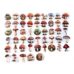 Mixed Color Cartoon Paper Sticker, for DIY Scrapbooking, Craft, Mushroom, Mixed Color, 44~52x26.5~50.5x0.1mm, 50pcs/bag