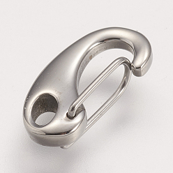 Stainless Steel Color 304 Stainless Steel Push Gate Snap Keychain Clasp Findings, Stainless Steel Color, 15x7x4mm, Hole: 2x3mm