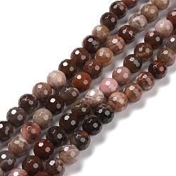 Petrified Wood Natural Petrified Wood Beads Strands, Faceted(128 Facets), Round, 8.5mm, Hole: 1.2mm, about 45pcs/strand, 14.76''(37.5cm)