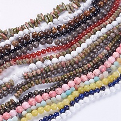 Couleur Mélangete Perles naturelles et synthétiques pierres précieuses brins, formes mixtes, couleur mixte, 4~18x3~10mm, Trou: 1mm, Environ 22~60 pcs/chapelet, 13 pouces ~ 15.7 pouces