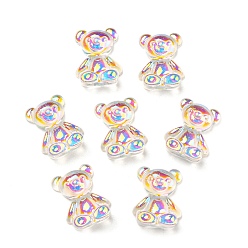 Clear AB Cartoon Transparent Resin Cabochons, Iridescent Bear, AB Color, Clear AB, 14x11x5.5mm