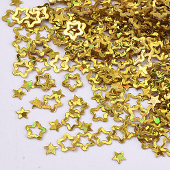 Gold Ornament Accessories, PVC Plastic Paillette/Sequins Beads, AB Color Plated, Star, Gold, 2.5~3.8x2.5~4x0.4mm, about 328000pcs/500g