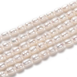 Bisque Natural Cultured Freshwater Pearl Beads Strands, Rice, Bisque, 6~7x5~5.5mm, Hole: 0.8mm, about 43pcs/strand, 13.39~13.58 inch(34~34.5cm)