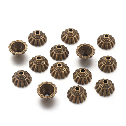 Antique Bronze Tibetan Style Alloy Bead Caps, Cadmium Free & Nickel Free & Lead Free, Antique Bronze, 10x5.5mm, Hole: 1.5mm