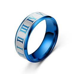 Blue Stainless Steel Rotating Finger Ring, Fidget Spinner Ring for Calming Worry Meditation, Blue, US Size 9(18.9mm)