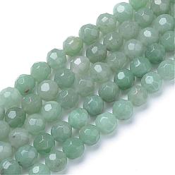 Green Aventurine Natural Green Aventurine Bead Strands, Faceted Round, 8mm, Hole: 1mm, about 50pcs/strand, 15.7 inch