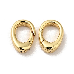Real 18K Gold Plated Brass Spring Gate Rings, Cadmium Free & Nickel Free & Lead Free, Real 18K Gold Plated, 9x7x2mm, Hole: 4.5x5.5mm