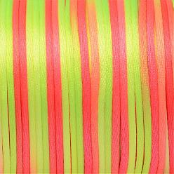 Colorful Segment Dyed Polyester Cord, Satin Rattail Cord, Colorful, 2mm, about 100yards/roll