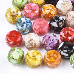 Mixed Color Resin Beads, with Shell, Rondelle, Mixed Color, 13x9mm, Hole: 2mm