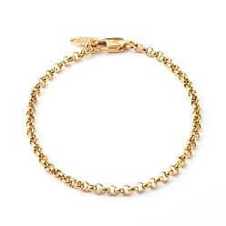 Golden 304 Stainless Steel Rolo Chain Bracelets, Golden, 7-1/2 inch(19cm)