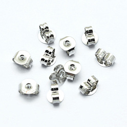 Platinum Brass Ear Nuts, Friction Earring Backs for Stud Earrings, Platinum, 5x4x2.5mm, Hole: 0.8mm