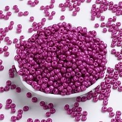 Magenta Baking Paint Glass Seed Beads, Magenta, 6/0, 4~5x3~4mm, Hole: 1~2mm, about 500pcs/50g, 50g/bag, 18bags/2pounds