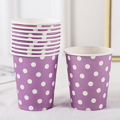Plum Polka Dot Pattern Disposable Party Paper Cups, for Birthday Party Supplies, Plum, 75x85mm
