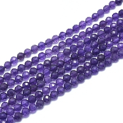 Amethyst Natural Amethyst Beads Strands, Faceted, Round, 4~4.5mm, Hole: 0.7mm, about 88~104 pcs/Strand, 15.15 inch'(38.5cm)