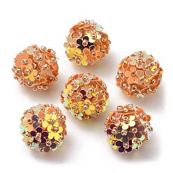 Marron Sablonneux Paillette en plastique pvc avec pendentifs en perles de graines de verre, avec boucles en fer, charmes de fleurs, Sandy Brown, 18x17mm, Trou: 4.3mm