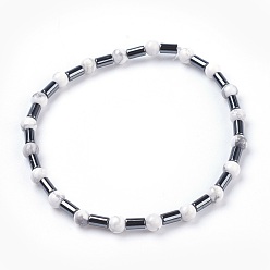 Howlite Natural Howlite Stretch Bracelets, with Hematite Beads, 2-1/4 inch(5.7cm)