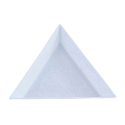 Blanco Bandeja de diamante de plástico, herramientas de imagen de diamante, triángulo, blanco, 72x63x1 mm