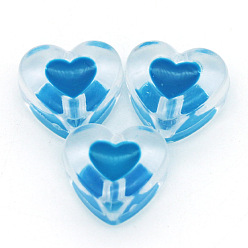 Темно-Голубой Прозрачные бусины из акриловой эмали, сердце, глубокое синее небо, 18x10 мм, отверстие : 2.5 мм, о 500 г / мешок