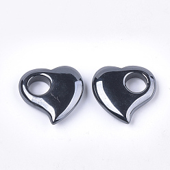 Non-magnetic Hematite Non-magnetic Synthetic Hematite Pendants, Heart, 29.5x30x8mm, Hole: 10mm