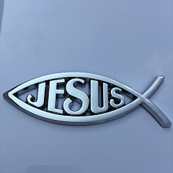 Слово Водонепроницаемый 3d Иисус рыба абс пластик самоклеящаяся наклейка, автомобильные наклейки, украшение автомобиля своими руками, слово, 140x45 мм