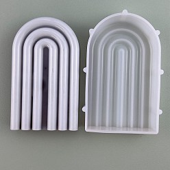 White DIY Food Grade Silicone Arch Shape Candle Molds, for Scented Candle Making, White, 11.4x7.3x2.4cm