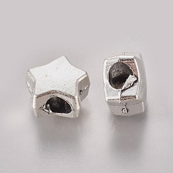 Antique Silver Tibetan Style Alloy European Beads, Large Hole Star Beads, Cadmium Free & Lead Free, Antique Silver, 11x7mm, Hole: 4mm, about 462pcs/1000g