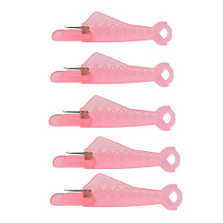 Rosa Caliente Enhebradores de agujas para máquina de coser con forma de pez, herramienta de guía de aguja de enhebrador de costura rápida, bucle de alambre de coser de plástico, color de rosa caliente, 32 mm