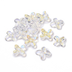 Claro AB Perlas de vidrio, para la fabricación de la joyería, flor, claro ab, 9.5x9.5x3.5 mm, agujero: 1 mm